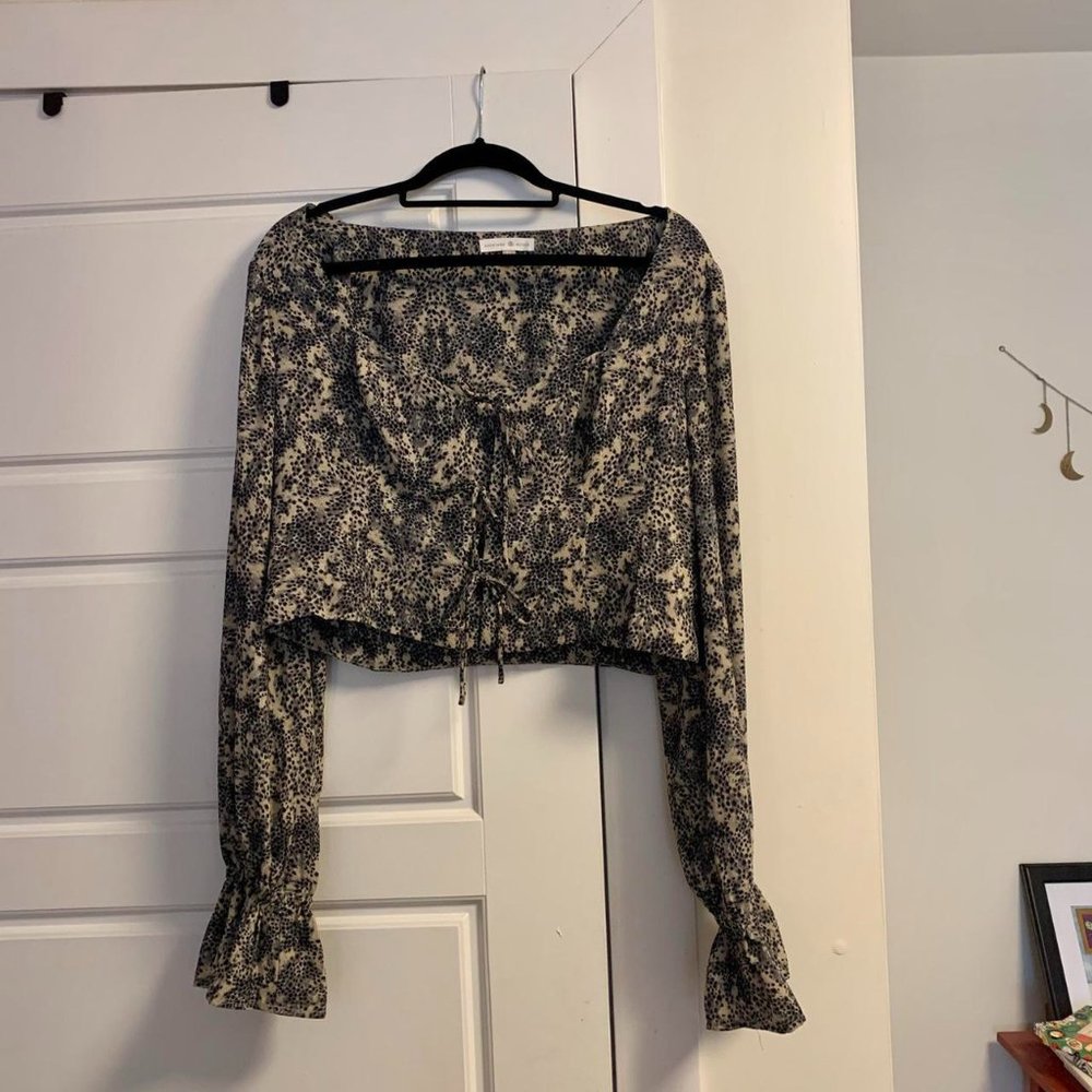 Printed Multi Tie Cropped Blouse